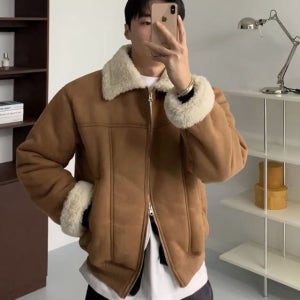 남자 스웨이드 무스탕 양털 자켓 따뜻한 겨울 아우터 부드러운 고급스러운 남성 루즈핏 점퍼