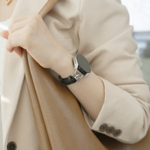 TXLX 갤럭시워치 7 6 5 4 엑티브 2 D링 아치형 가죽 스트랩 슬림 밴드 시계줄 20mm