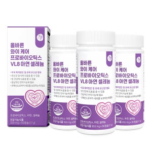 [질 유래 유산균] 올바른 와이 케어 프로바이오틱스 VL8 아연 셀레늄 90캡슐, 3개