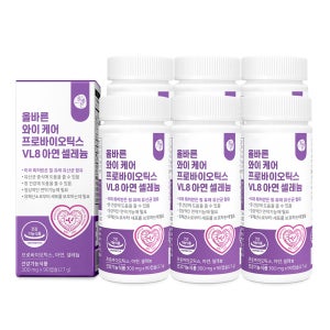 [질 유래 유산균] 올바른 와이 케어 프로바이오틱스 VL8 아연 셀레늄 90캡슐, 6개