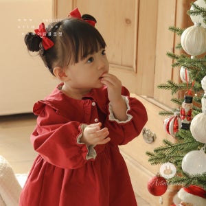 여아 겨울 기모 원피스 크리스마스 레드 촬영 누빔 빨강 치마 촬영