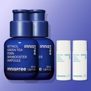 [더블기획] 이니스프리 레티놀 그린티 PDRN 스킨부스터 앰플 (피디알엔,속광,모공) 40ml, 2개