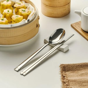 알레보 브리앙 고급 수저 젓가락 스텐 수저세트 한식 커트러리 2인 4P 선물 세트