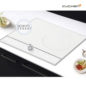 쿠첸 CIR-CW30KD0B1 화이트 3구 인덕션 전기레인지 쇼트글라스 빌트인 프리스탠딩