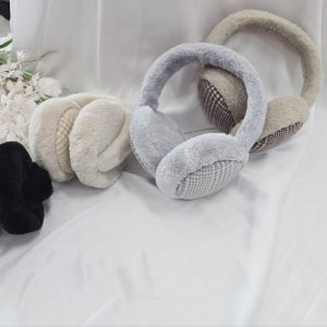 한스모자 체크귀마개 방한아이템 남녀공용 따뜻한 접이식 휴대용 귀마개