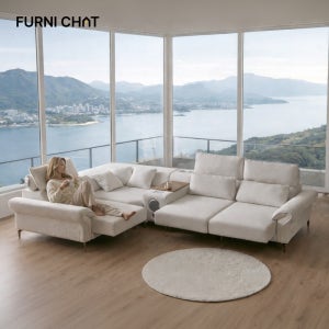 퍼니챗 몬스터 5인용 코너형 이지클린 패브릭 무빙소파 슬라이드 모션소파