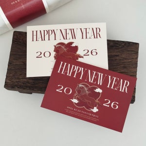 설날 카드 병오년 붉은말 연하장 새해 엽서 신년 답례품 포장 2026 적마 직사각 카드 30매