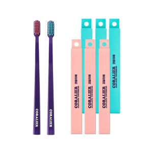 코랄리에 부드러운 이중미세모 잇몸관리 칫솔 (민트+핑크 컬러 혼합) 1개입, 6개