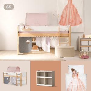 니스툴그로우 헤이(Hej) 미드벙커 원목 어린이침대 프린세스 패키지 SS