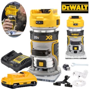 DEWALT 충전트리머/콤팩트 루터기 (20Vmax 3.0Ah) 콜렛/6mm,8mm 소형 라우터 목공 홈파기/모서리작업