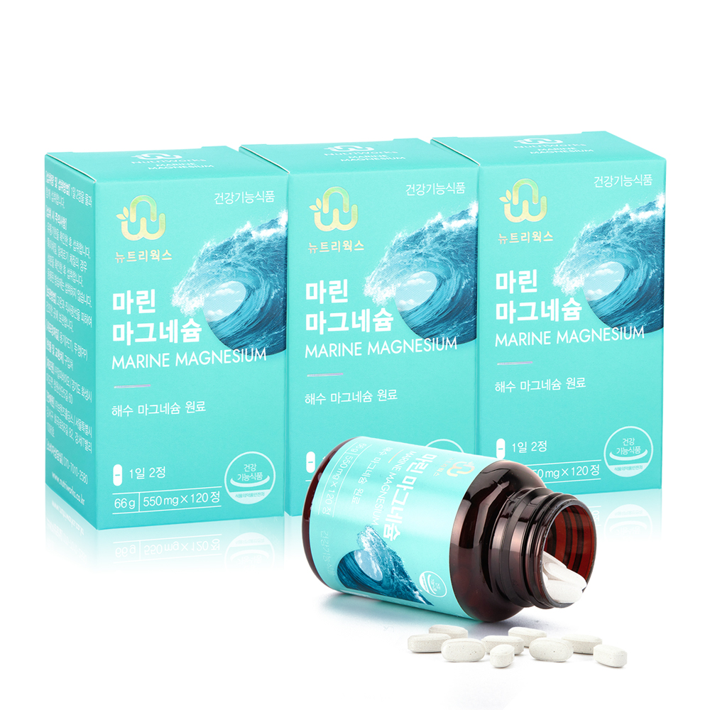 뉴트리웍스 마린 마그네슘 해수추출 x 120정, 3개