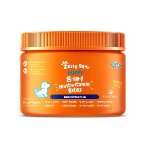 ZestyPaws 퍼피 8-in-1 멀티비타민 바이트 관절 소화 장 면역 어린 강아지영양제
