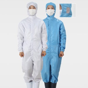 WOP- 301/ 귀망사 후드부착 원피스형 방진복 제전복 크린룸 남여공용/ 마스크별도