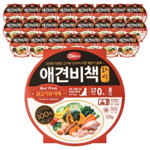 펫퍼스 애견비책 화식 강아지사료 습식 화식사료 자연식 멸균처리 글루텐프리 닭고기+야채, 120g, 24개