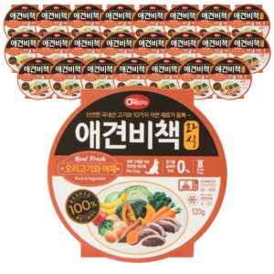 펫퍼스 애견비책 화식 강아지사료 습식 화식사료 자연식 멸균처리 글루텐프리 오리고기+야채, 120g, 24개