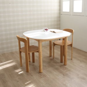 디르샤 화이트 모던 라운드사각 원목 식탁 1000