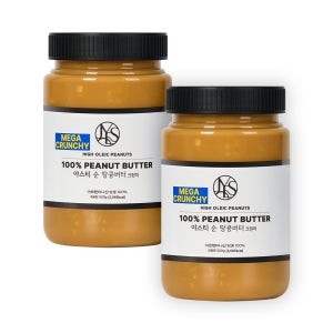 야스티 순 땅콩버터 크런치 100% 무가당 무첨가 500g, 2개