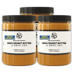 야스티 순 땅콩버터 크런치 100% 무가당 무첨가 500g, 3개