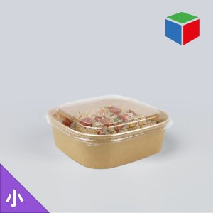 [소분] 종이용기 KS-1732 (정사각/크라프트/PET뚜껑)-1000ml 50개