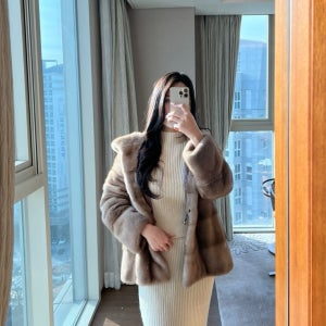 [슈가밤] 코펜하겐 퍼 익스클루시브 퍼플등급 호리젠탈 후드 밍크코트 (6 colors)