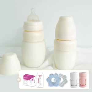 베베캐슬 앙뽀Q 실리콘 젖병 트윈팩 160ml 배앓이방지 신생아젖병 더블하트 호환 국내생산