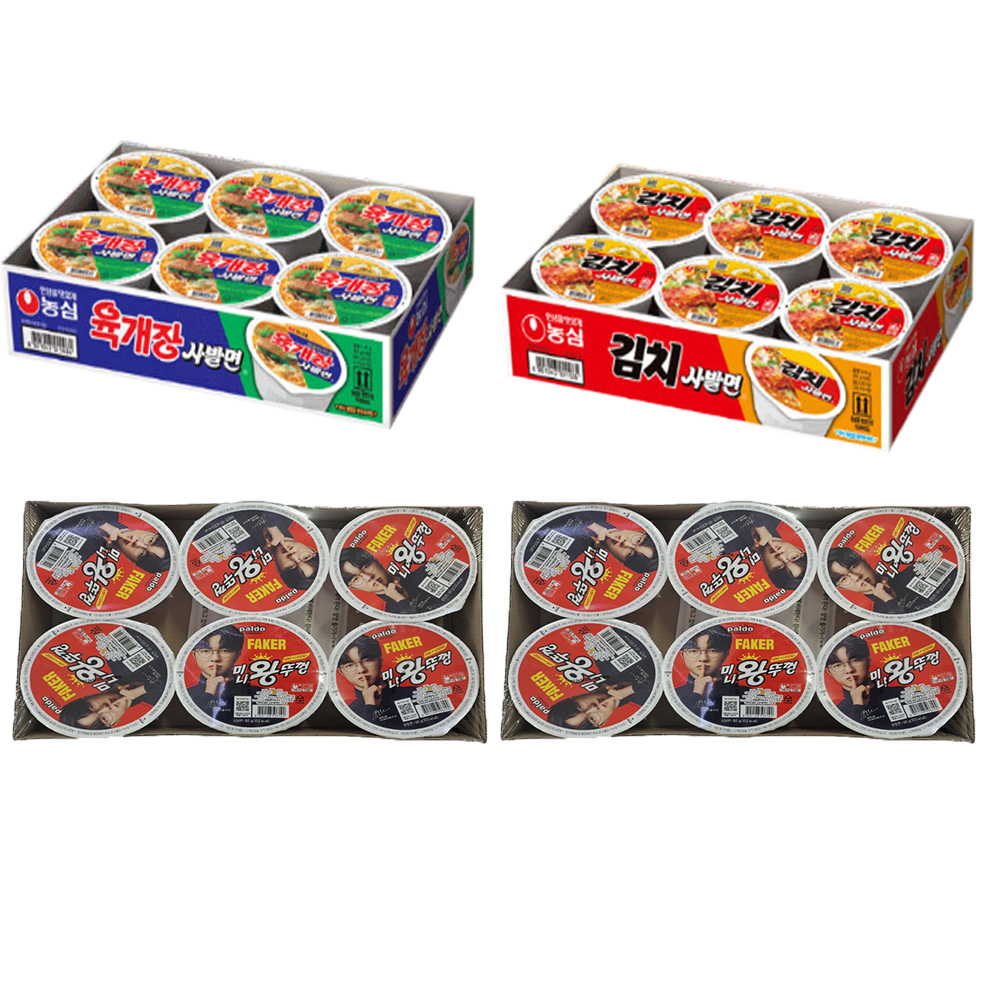 농심 컵라면 육개장 사발면 86g 6개+김치사발면 6개 +미니왕뚜껑 12개 총 24개 1박스