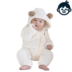 신생아우주복 아기곰돌이 부드러운 100일 베이지 외출 후드 선물 우주복