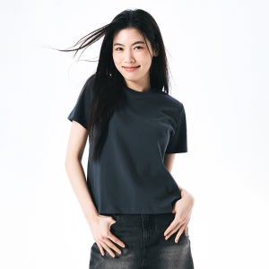 [COOL 코튼] 스파오 세미 크롭 루즈핏 반팔 티셔츠 SPRWF25G02