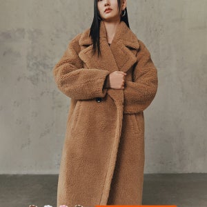 여성코트패션 여성 가을 겨울 양면 울 라펠 롱코트