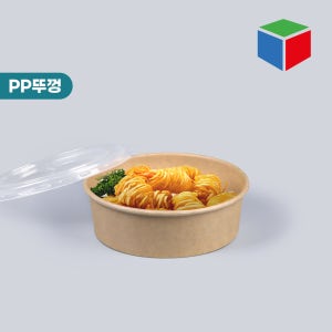 종이용기.컵형/원형 KR-1516 크라프트 600 PP 뚜껑