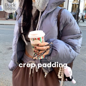 (무료배송/덕다운)니키타 오리털 크롭패딩(3color) [숏 경량 스트링 하이넥 폴라넥 반목 포켓 오버핏 한파 보온 무지]