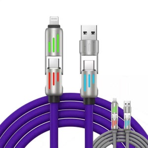 LED 케이블 CtoC 고속충전 4in1 실리콘 케이블 C타입 케이블 8핀 아이폰 갤럭시