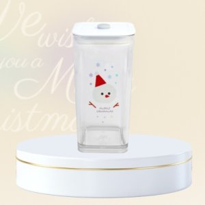 크리스마스 눈사람 사각 컵 + 스트로 사각캡 포함 600ml 크리스마스 에디션 한정판