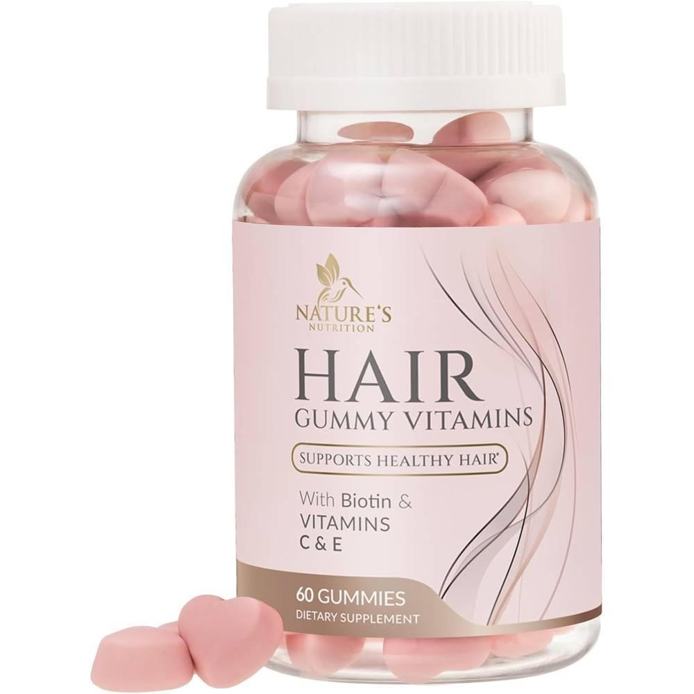 네이쳐<b>뉴트리션</b> 헤어 비타민 비오틴 5000mcg 구미 60정 Nature’s Nutrition Hair Vitamins