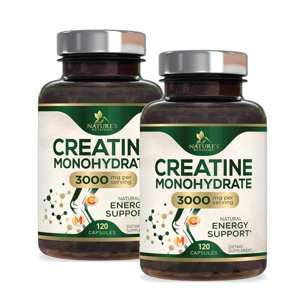 네이쳐<b>뉴트리션</b> 크레아틴 모노하이드레이트 3000mg 120캡슐 2개 Nature’s Nutrition Creatine Monohydrate