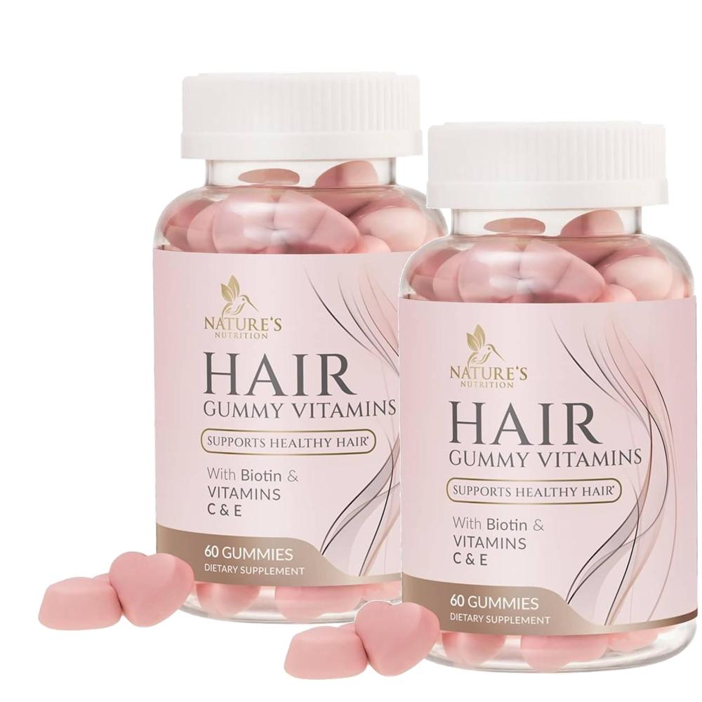 네이쳐<b>뉴트리션</b> 헤어 비타민 비오틴 5000mcg 구미 60정 2개 Nature’s Nutrition Hair Vitamins