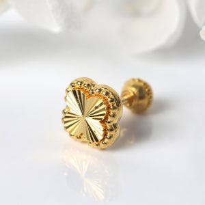 24K 99.9% 순금 복 클로버 피어싱 18K 침 SG5-0388-PE