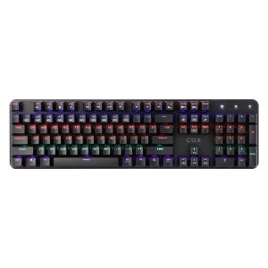COX CK420 교체축 레인보우 LED 게이밍 기계식 키보드 블랙, 청축
