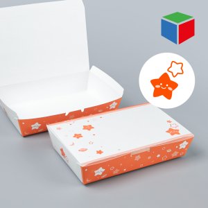 종이도시락 KD-355 대 흰색-별주황