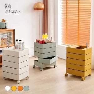 큐브 360도 5단 회전 트롤리 이동식 사각 회전서랍