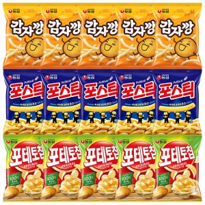 농심감자과자(감자깡75g+포스틱84g+포테토칩60g)5개 봉지 스낵