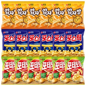 농심감자과자(감자깡75g+포스틱84g+포테토칩60g)6개 봉지 스낵