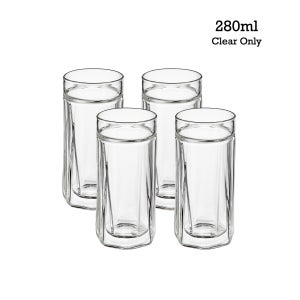 피른 키데 글라스 더블월 이중 내열 카페 커피 잔 유리컵 280ml, 4개, 크리스탈 클리어