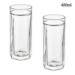 피른 키데 글라스 더블월 이중 내열 카페 커피 잔 유리컵 420ml, 2개, 크리스탈 클리어