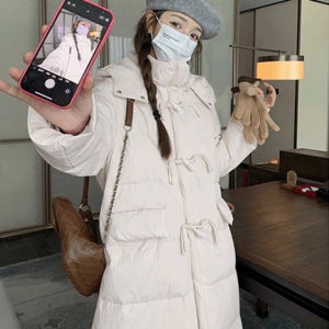 [루씨앤] 소다 파스텔 떡볶이 여성 롱패딩 겨울점퍼 라쿤 오버핏 코트 8150