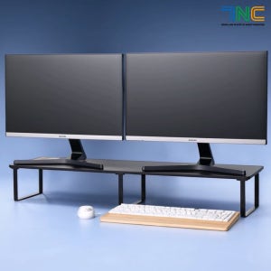 7NC 높은 듀얼 모니터받침대 대형 와이드 선반 사무실 책상 컴퓨터 서랍형 스탠드 2단