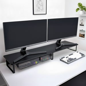 7NC 듀얼 모니터받침대 1000 높은 와이드 선반 책상 컴퓨터 서랍형 스탠드 2단 사무실