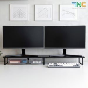 7NC 모니터 받침대 듀얼 스텐드 높은 선반 다이 책상 컴퓨터 서랍형 PC 거치대 2단