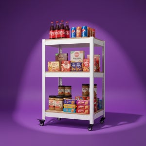 2단트롤리 이동식 서빙 카트 수납장 식당 트롤