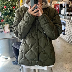 깔깔이 웰론 퀄팅 패딩 3C 남자 여자 공용 카키 경량 방한 내피 겨울 군대 실내 사무실